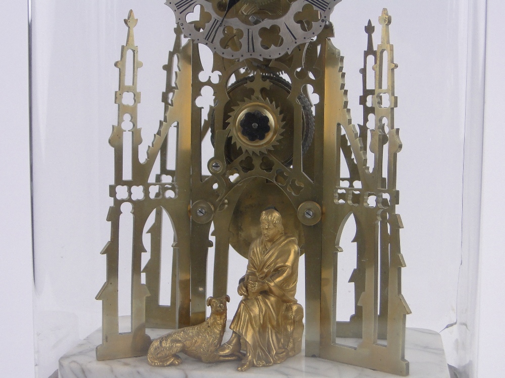 A Victorian brass skeleton clock in the form of the Walter Scott Memorial Tower in Edinburgh, - Image 2 of 3