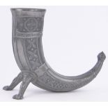 A Norwegian pewter cornucopia shaped vase, height 18cm.