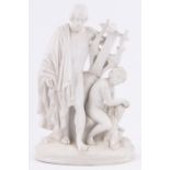 A Victorian Parian porcelain sculpture, 2 classical figures, unmarked, height 13.