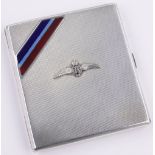 A silver and enamel RAF Wings decorated cigarette case by Goldsmith's & Silversmith's Co.