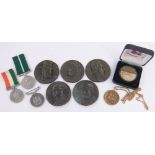 A collection of bronze medallions, Commonwealth Independence Medals, etc.