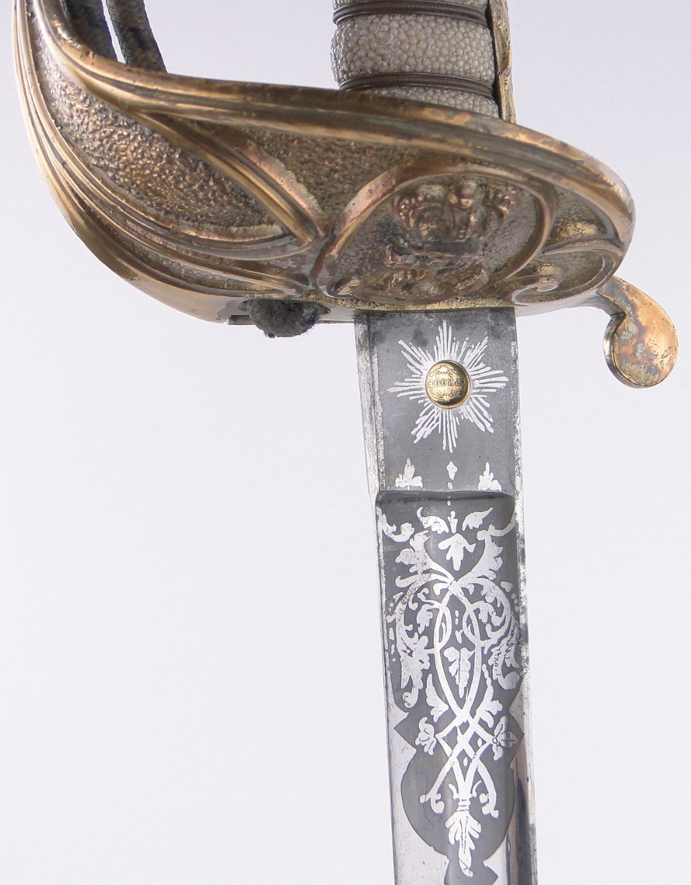 A Victorian Navy Officer's dress sword, etched blade signed Rob Hole & Sons, Birmingham, serial no. - Image 4 of 6