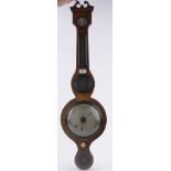 A 19th century mahogany mercury barometer, with engraved silvered dial.