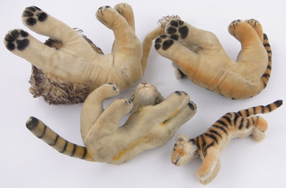 A Steiff soft toy lion and 3 tigers, length 26cm, (4). - Image 2 of 3