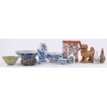 Group of Oriental items, including a large Kutani mug, a green jade bowl 10cm diameter, etc., (11).