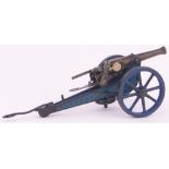 A Marklin German toy field cannon, with flared bronze barrel circa 1910, length 19.5cm.