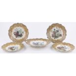 A Victorian 5-piece Prattware Bouquet pattern dessert service,