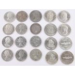 A collection of 20 Commonwealth Crown sized silver coins, including Canada,