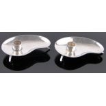 Pair of small Danish sterling silver palette shaped candle holders, length 7.5cm.