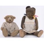 A Vintage brown teddybear, height 65cm and a Pauli Plush teddybear, (2).