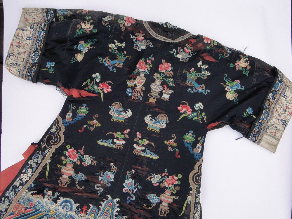 A Chinese Meiji Period silk embroidered ceremonial robe, - Image 2 of 3