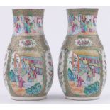 A pair of 19th century Chinese Famille Rose pattern vases,