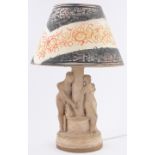 Quentin Bell (1910-1996) a unique sculptured unglazed pottery table lamp,