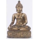 An Oriental gilded bronze seated deity, height 47cm.