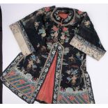 A Chinese Meiji Period silk embroidered ceremonial robe,