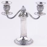 An ornate 19th century German silver twin branch candelabrum,