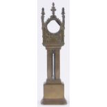 A Victorian brass pocket watch stand in the form of a long cased clock,