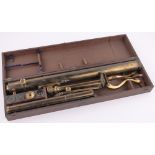 A 19th century brass telescope, on original brass tripod base, by Gilbert & Sons of London,