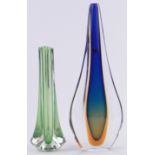 A Murano coloured glass teardrop shaped vase, by Suguso,