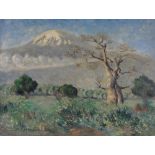 A M Graninkel (Dutch South African artist), oil on canvas, extensive mountain landscape,