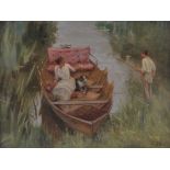 Attributed to Edward John Gregory (1850-1909), oil on canvas laid on board, a summer boat trip,