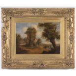 Patrick Nasmyth (1787-1831), oil on canvas, farmer and ox cart on a country road, unsigned,