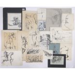 William McPherson, a folder of ink drawings and watercolours, mainly surrealist compositions,