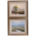 Christopher Osborne (born 1974), pair of oils on board, rural landscapes, signed, 8" x 10", framed.