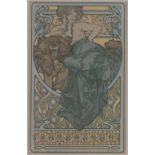 Alphonse Mucha (1860-1939), artist proof lithograph, girl on a bearskin, i 15" x 9", framed.