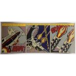 Roy Lichtenstein (1923-1997), colour lithograph triptych, As I Open Fire, circa 1963,