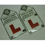 2 enamel D O E Driving Instructor enamel plaques.