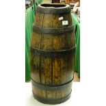 19th century coopered oak barrel.