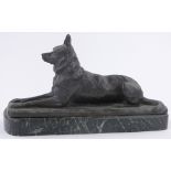 Pierre Nicolas Tourgueneff (1853-1912), patinated bronze study of a German shepherd dog, circa 1895,