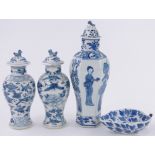 A group of Chinese blue and white porcelain items.