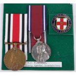 2 Special Constabulary medals and a Lincoln County Special Constable enamel badge, (3).