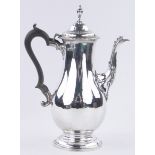 A Victorian silver coffee pot of bulbous form, with acanthus spout, height 27cm, 20.8 oz.