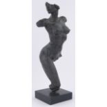 Ronald Cameron, A bronze patinated resin sculpture, abstract female nude, ebonised plinth,
