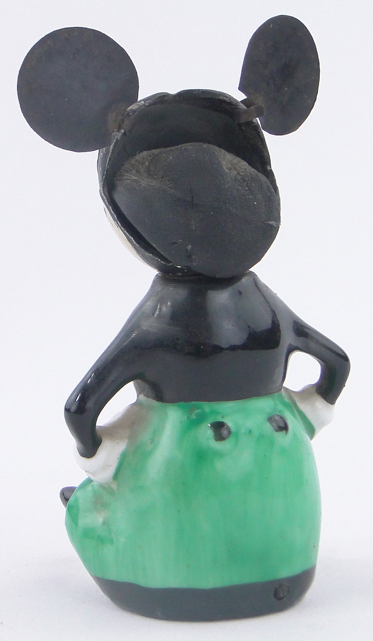 A rare Mickey Mouse tinplate and ceramic atomiser scent bottle, circa 1920, no factory marks, - Image 2 of 3