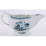 An early English Lowestoft porcelain sauceboat,