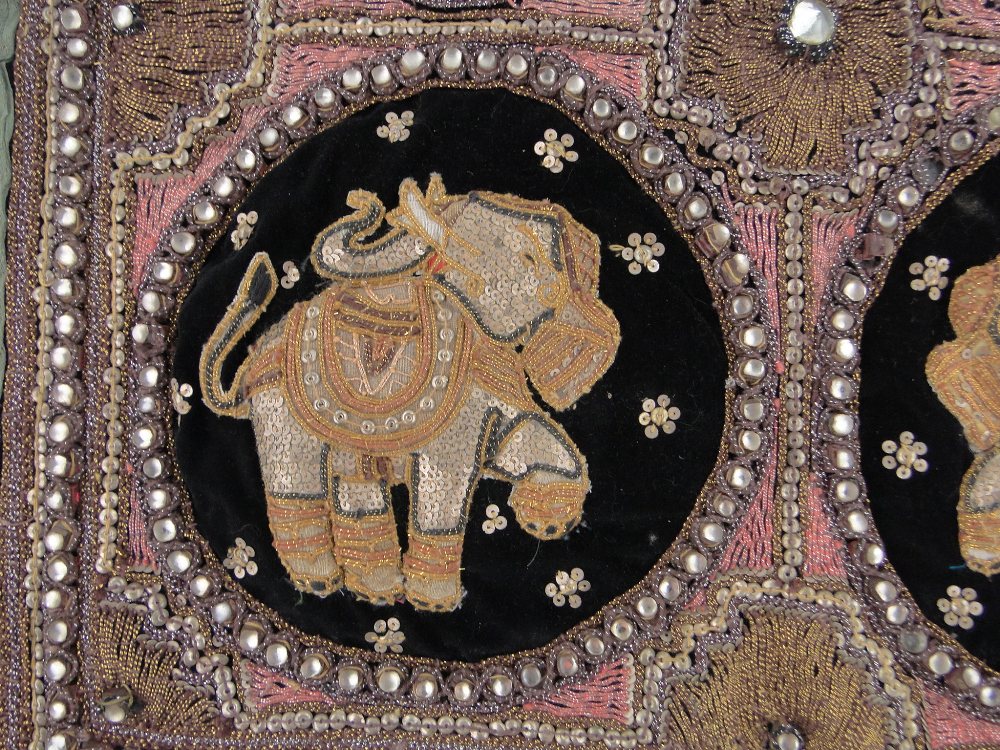An early 20th century Indian beadwork wall hanging, 60cm x 60cm. - Image 2 of 3