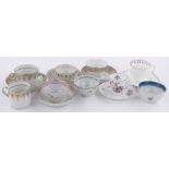 Collection of early English porcelain tea bowls and saucers and tea cups and saucers, (15).