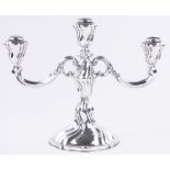 An ornate continental silver twin branch candelabrum, marked 835, height 24cm, 17 oz.