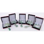 5 Modern Chinese carved jade pendants and chains.