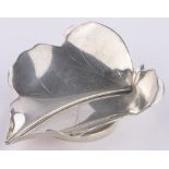 A Scandinavian silver novelty leaf shaped dish, signed Ackert, sterling, possibly Acke Totterman,