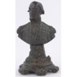 A 19th century patinated bronze bust of Lord Nelson, dated verso 1848 with indistinct signature,