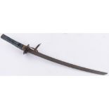 A Japanese mid 20th century sword, with bronze tsuba, blade length 52cm, length overall 72cm.