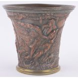 A 19th century Sheffield plate mortar, with relief decorated classical scenes, height 11cm,