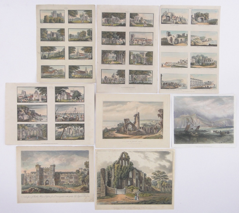 A collection of hand coloured prints relating to Battle, Hastings and other areas in Sussex,