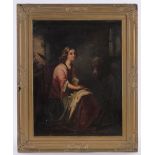 Attributed to William Mulready, oil on canvas, The Crofters Daugther, unsigned, titled on frame,