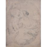 Attributed to Guido Reni, pen and ink drawing, The Holy Family, 11" x 8.